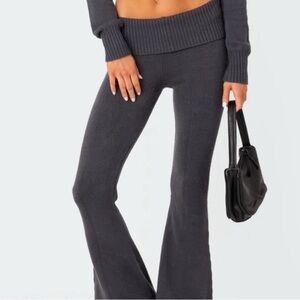 Edikted Dark Gray Flare Knit Pants